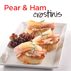 pear and ham crostinis